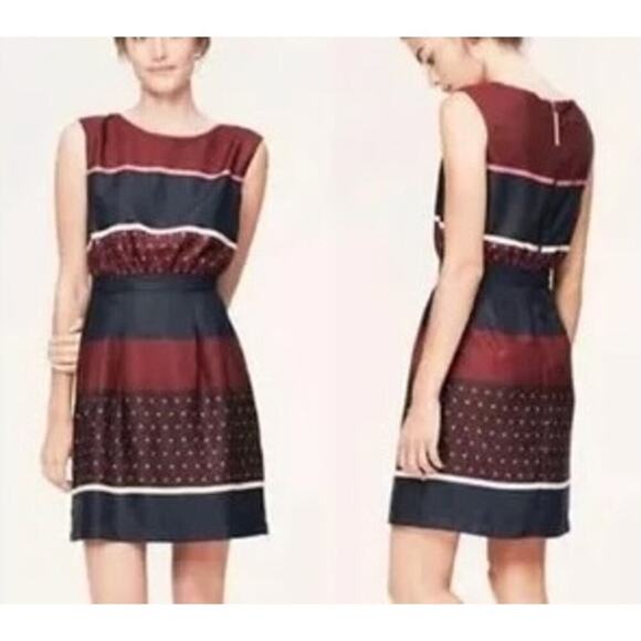 NWT Loft Sleeveless Pleated Colorblock Lightweight Mini Dress‎ Size 2 Whimsy - Picture 1 of 8